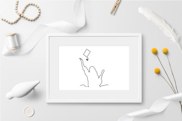 Abstract Line Drawing Graduates Woman Graphics