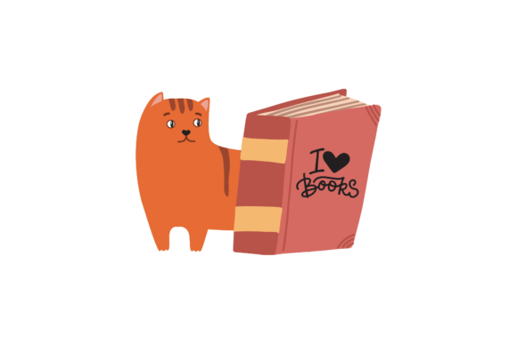 Back to School Cat I Love Book Svg Graphics Freebies