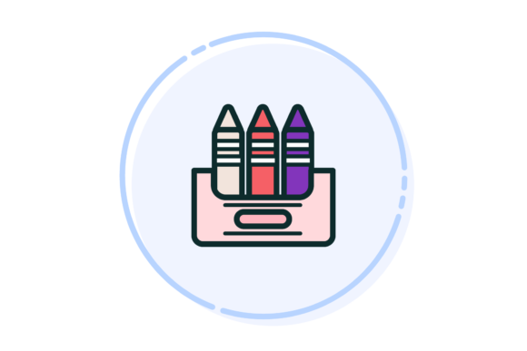 Back to School Colored Pencils Circle Graphics