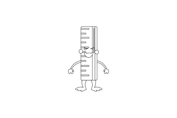 Back to School Kawaii Ruler Outline Graphics
