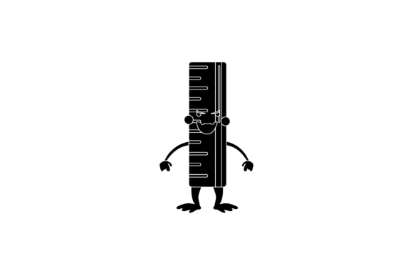 Back to School Kawaii Ruler Silhouette Graphics & Illustrations