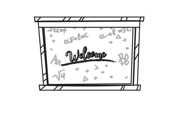 Back to School Whiteboard Outline Graphics