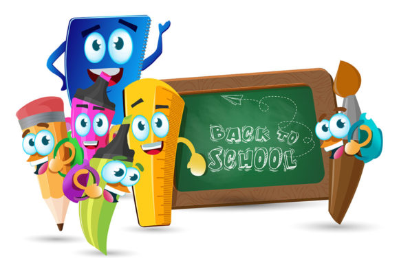 Kawaii Cartoon School Supplies: Graphics and Illustrations for Creative Projects