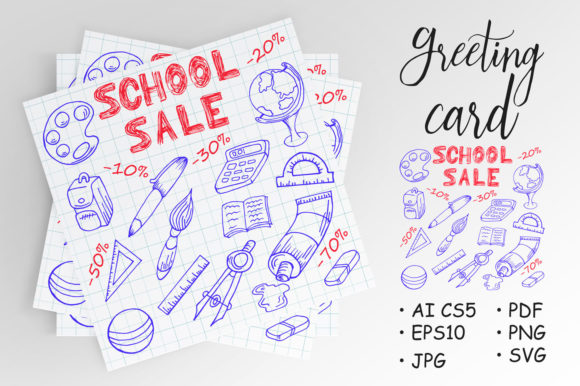School Sale. Hand Drawing. Back